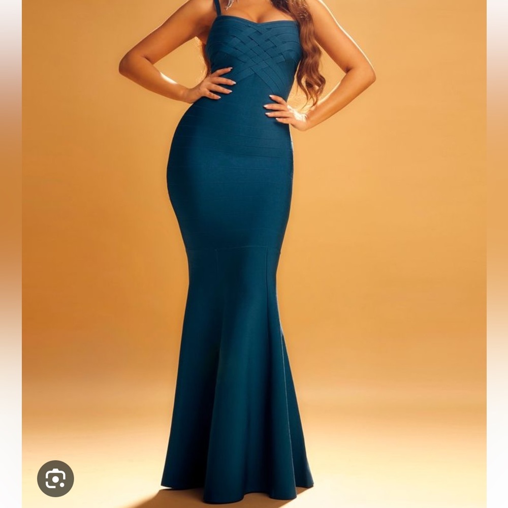 New Marciano With Love BANDAGE Long Gown Baby Blue Bodycon M - Picture 14 of 15